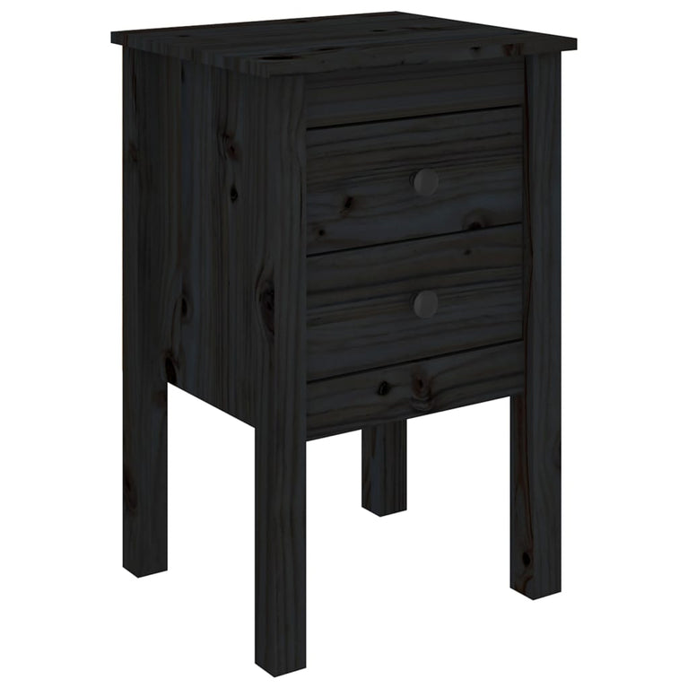Nachtkastjes 2 st 40x35x61,5 cm massief grenenhout zwart MeubelReus
