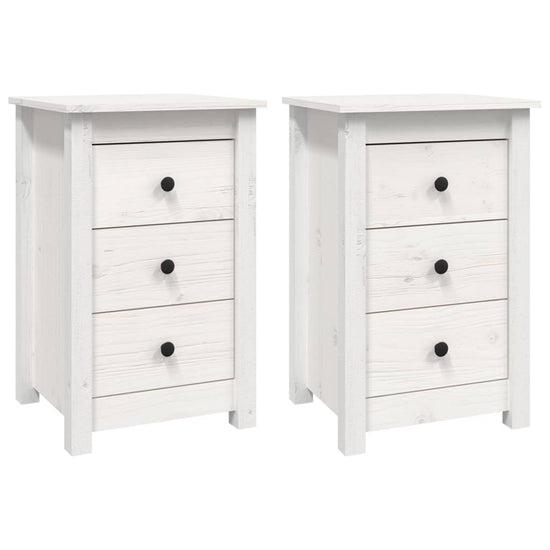 Nachtkastjes 2 st 40x35x61,5 cm massief grenenhout wit MeubelReus