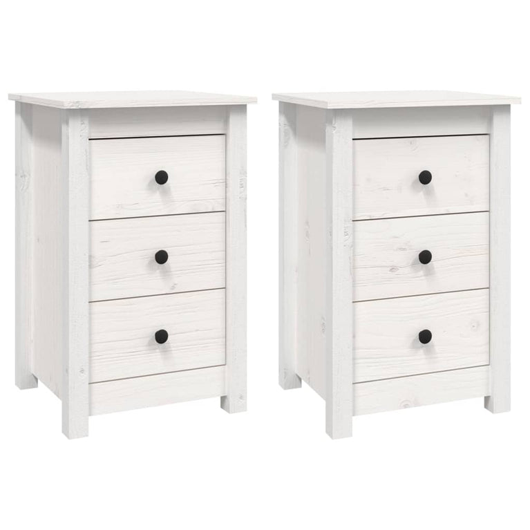 Nachtkastjes 2 st 40x35x61,5 cm massief grenenhout wit MeubelReus