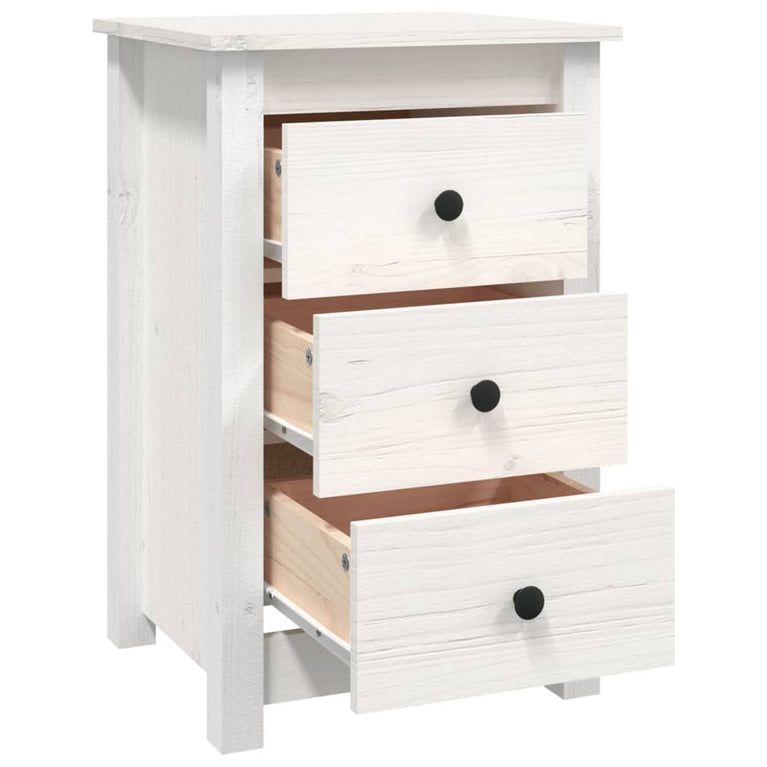 Nachtkastjes 2 st 40x35x61,5 cm massief grenenhout wit MeubelReus