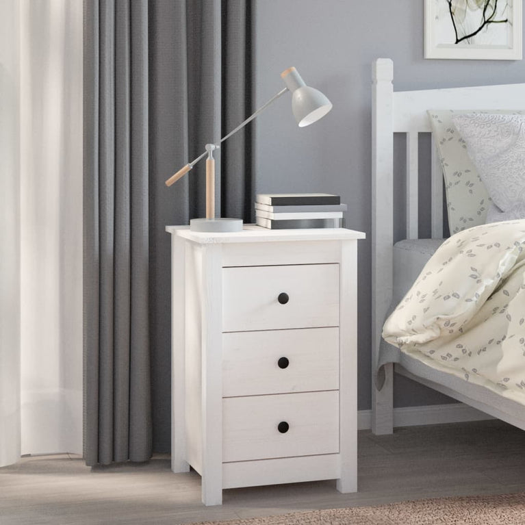 Nachtkastjes 2 st 40x35x61,5 cm massief grenenhout wit MeubelReus