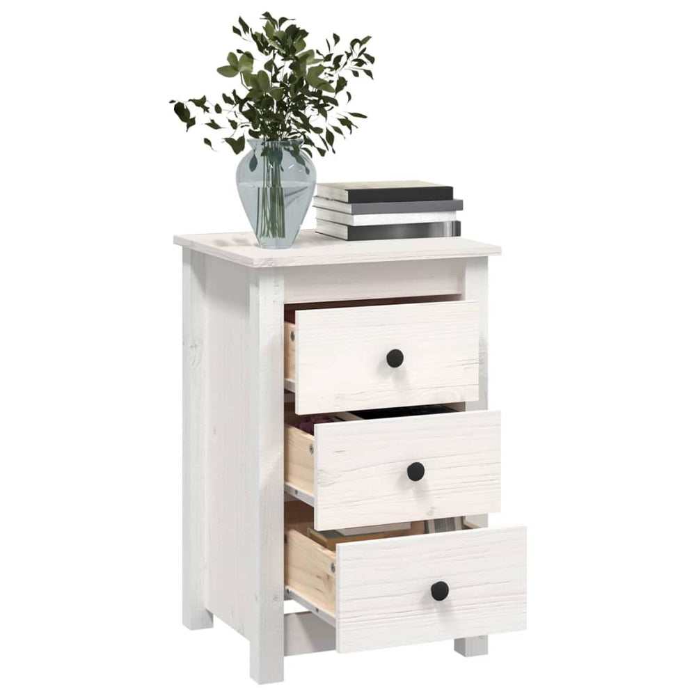 Nachtkastjes 2 st 40x35x61,5 cm massief grenenhout wit MeubelReus