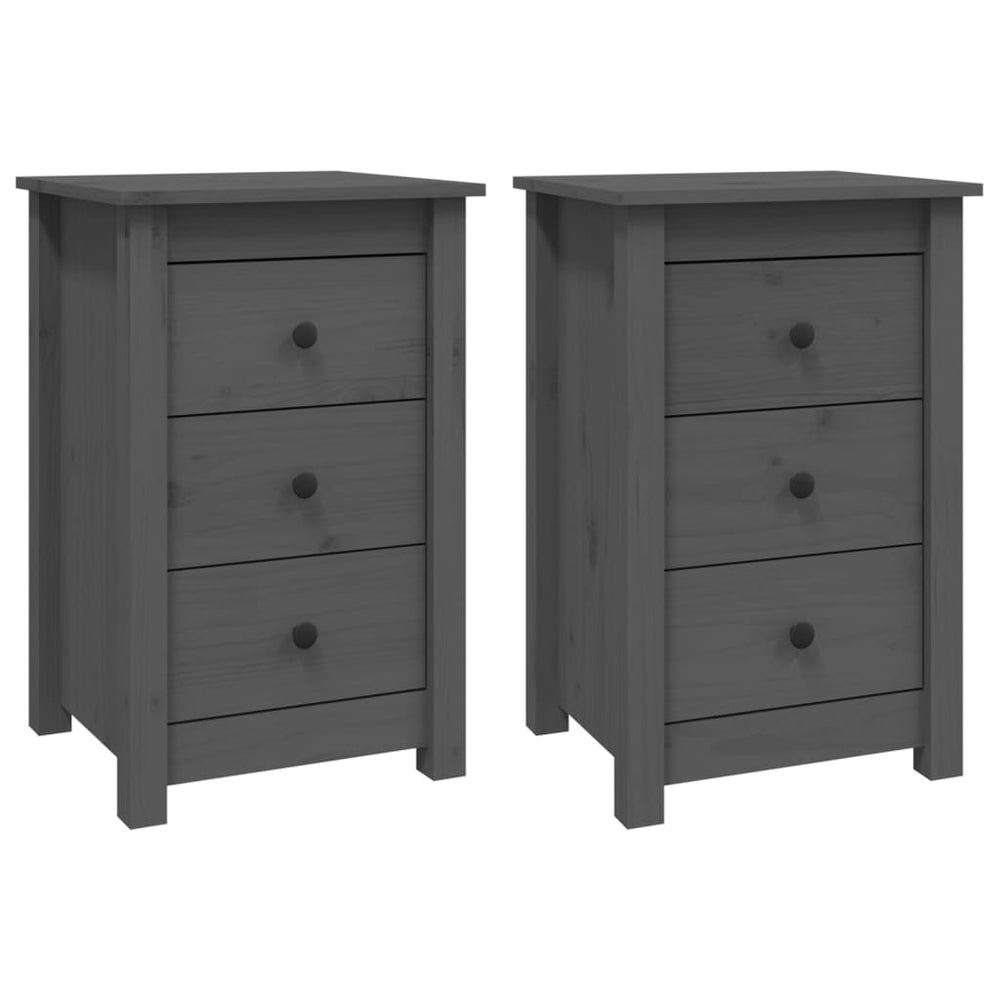 Nachtkastjes 2 st 40x35x61,5 cm massief grenenhout grijs MeubelReus