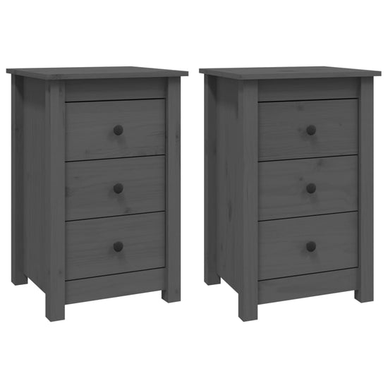 Nachtkastjes 2 st 40x35x61,5 cm massief grenenhout grijs MeubelReus