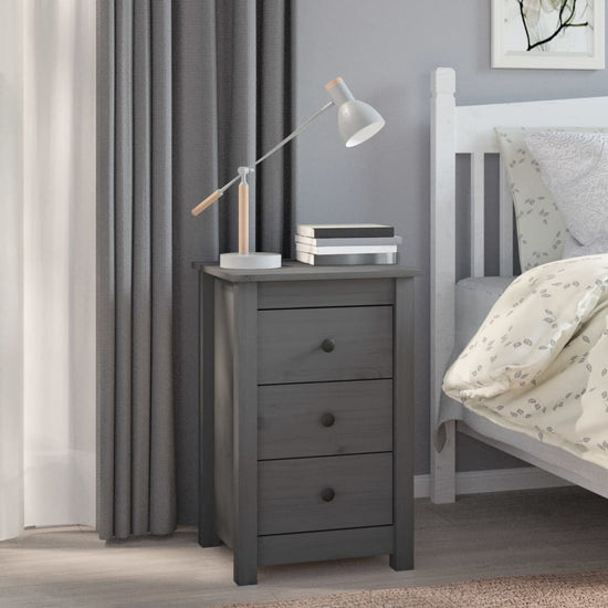 Nachtkastjes 2 st 40x35x61,5 cm massief grenenhout grijs MeubelReus