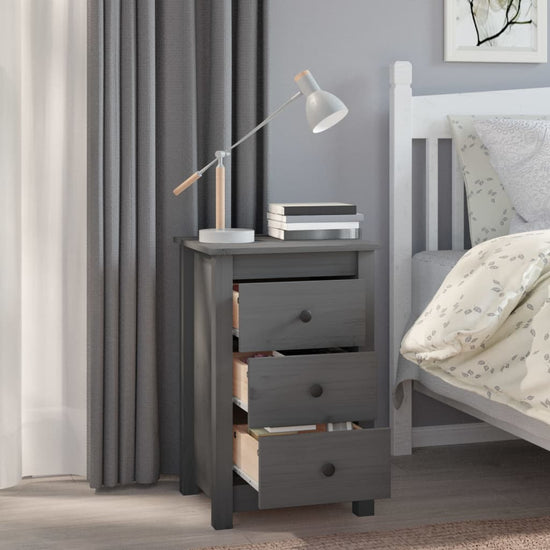 Nachtkastjes 2 st 40x35x61,5 cm massief grenenhout grijs MeubelReus
