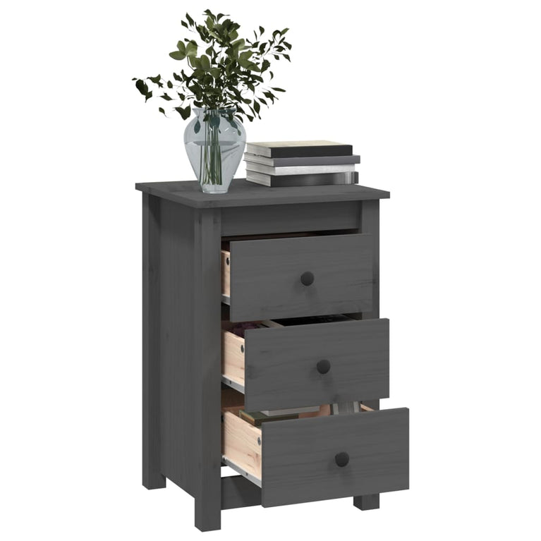 Nachtkastjes 2 st 40x35x61,5 cm massief grenenhout grijs MeubelReus