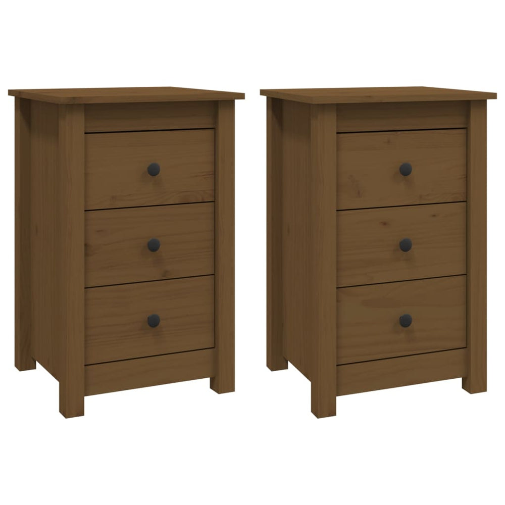 Nachtkastjes 2 st 40x35x61,5 cm massief grenenhout honingbruin MeubelReus