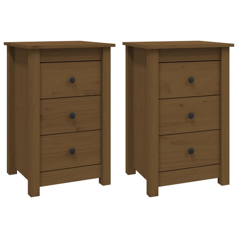 Nachtkastjes 2 st 40x35x61,5 cm massief grenenhout honingbruin MeubelReus