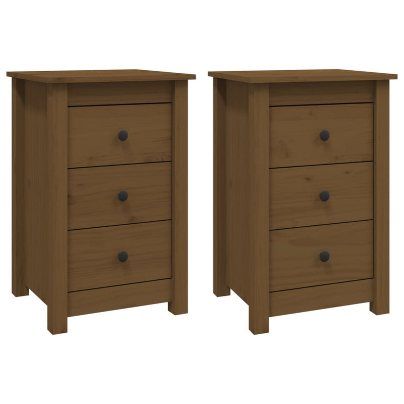 Nachtkastjes 2 st 40x35x61,5 cm massief grenenhout honingbruin MeubelReus