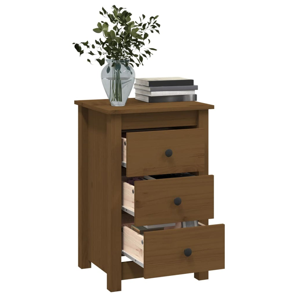 Nachtkastjes 2 st 40x35x61,5 cm massief grenenhout honingbruin MeubelReus
