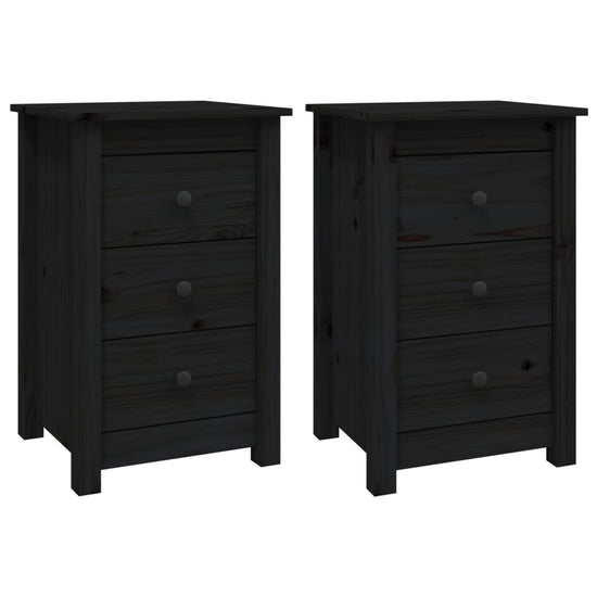 Nachtkastjes 2 st 40x35x61,5 cm massief grenenhout zwart MeubelReus