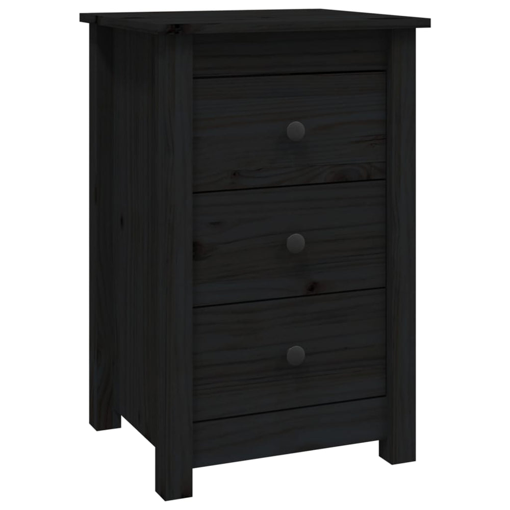Nachtkastjes 2 st 40x35x61,5 cm massief grenenhout zwart MeubelReus