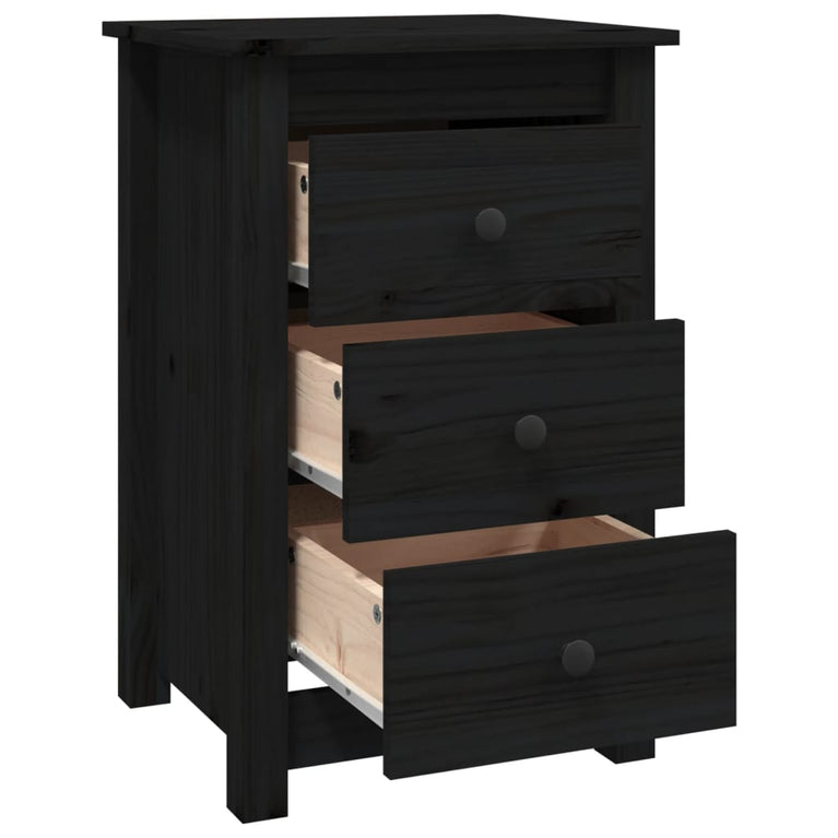 Nachtkastjes 2 st 40x35x61,5 cm massief grenenhout zwart MeubelReus