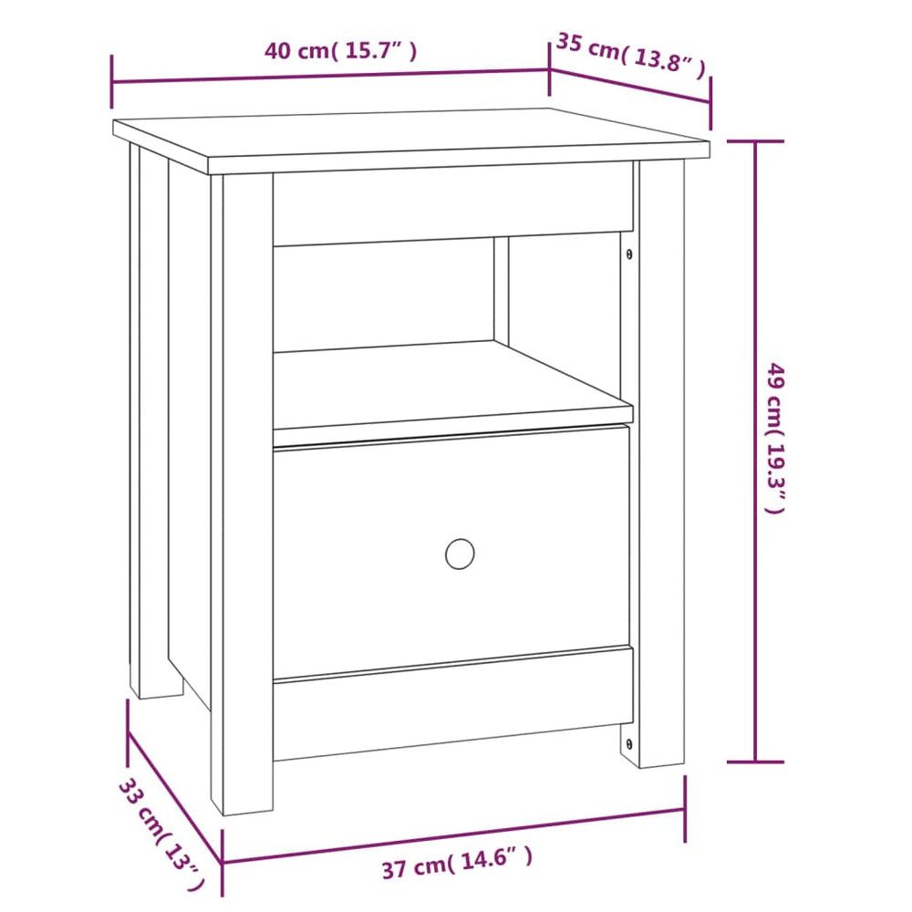 Nachtkastjes 2 st 40x35x49 cm massief grenenhout MeubelReus