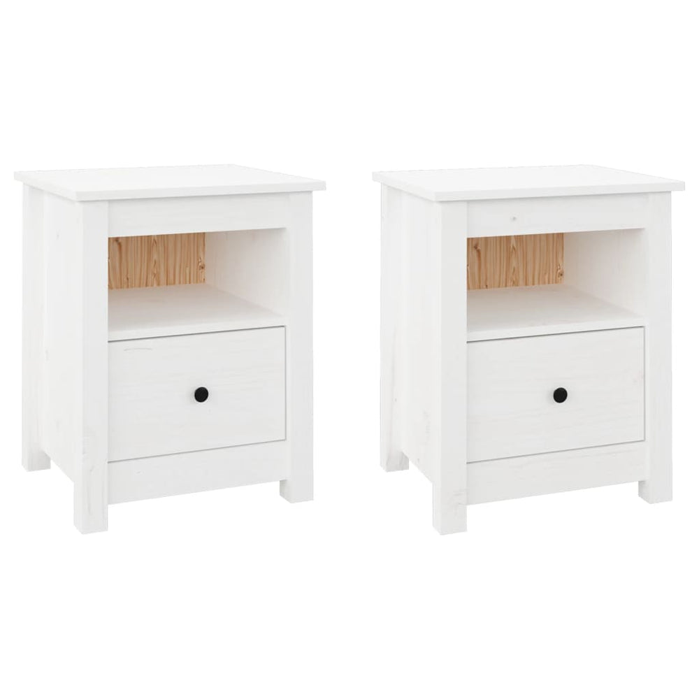 Nachtkastjes 2 st 40x35x49 cm massief grenenhout wit MeubelReus