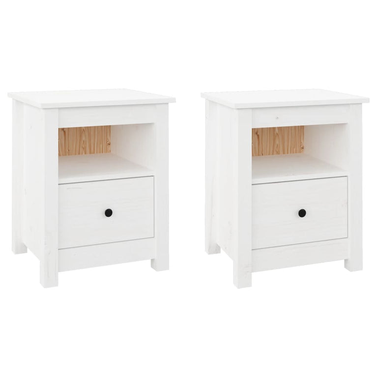 Nachtkastjes 2 st 40x35x49 cm massief grenenhout wit MeubelReus