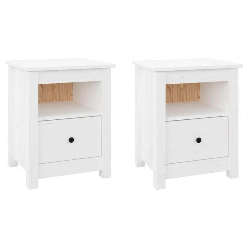 Nachtkastjes 2 st 40x35x49 cm massief grenenhout wit MeubelReus