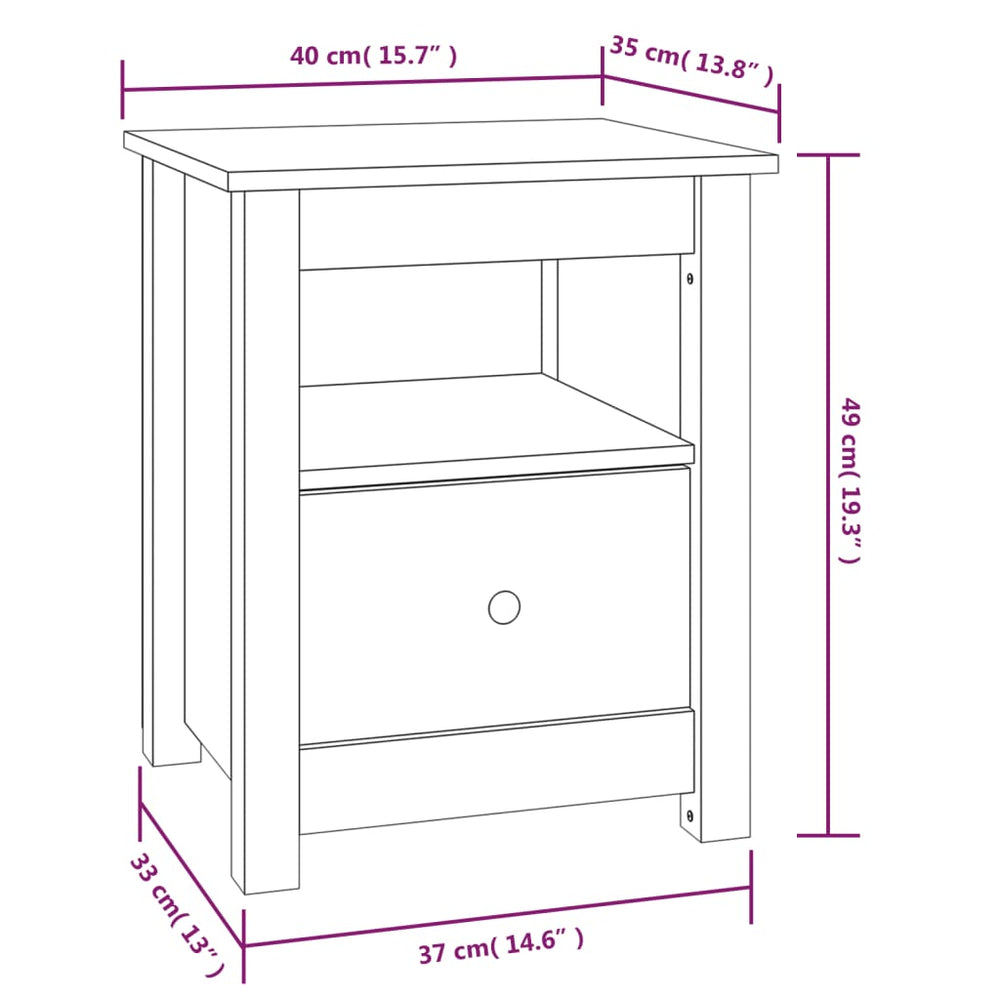 Nachtkastjes 2 st 40x35x49 cm massief grenenhout wit MeubelReus