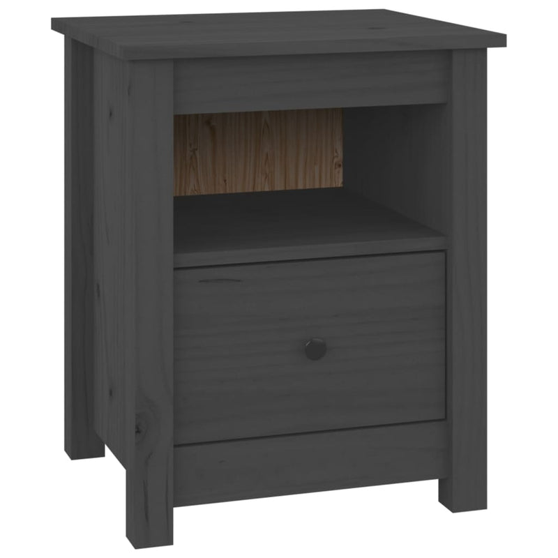 Nachtkastje 40x35x49 cm massief grenenhout grijs MeubelReus