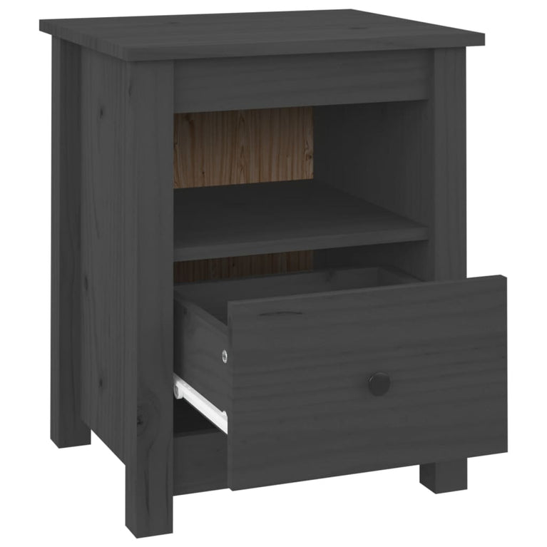 Nachtkastje 40x35x49 cm massief grenenhout grijs MeubelReus
