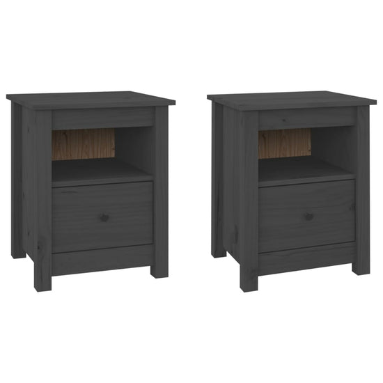 Nachtkastjes 2 st 40x35x49 cm massief grenenhout grijs MeubelReus