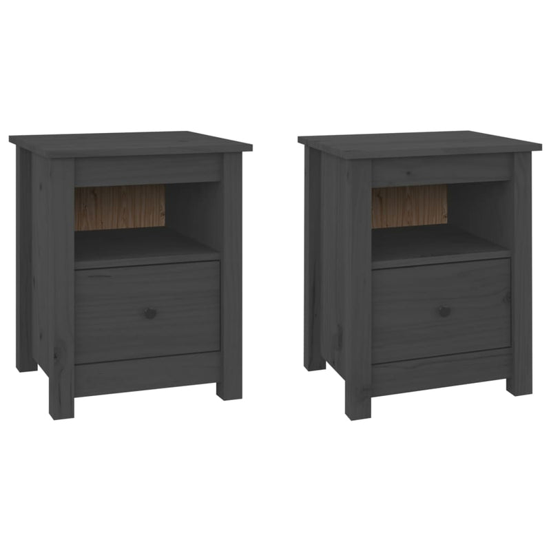 Nachtkastjes 2 st 40x35x49 cm massief grenenhout grijs MeubelReus