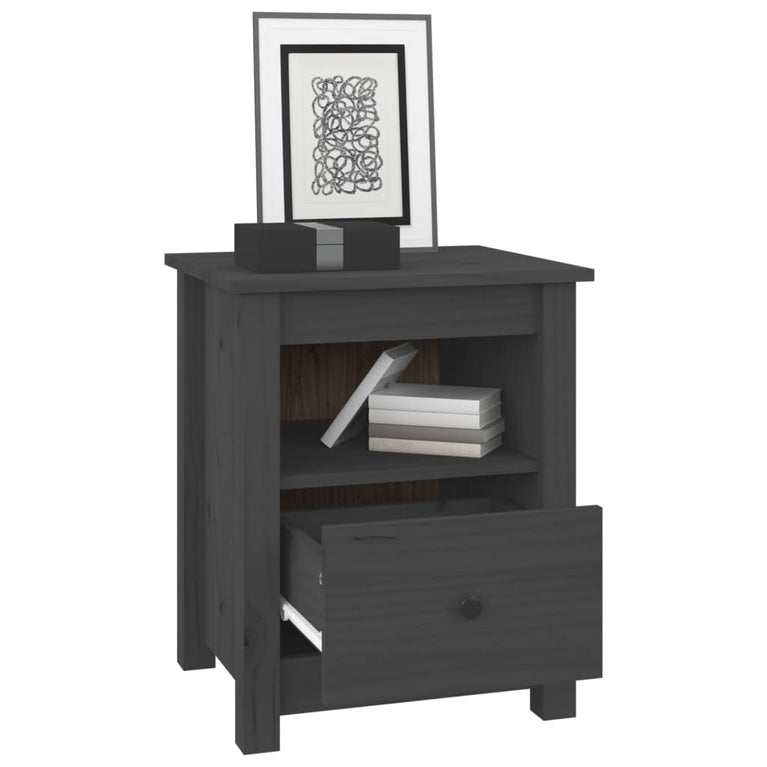 Nachtkastjes 2 st 40x35x49 cm massief grenenhout grijs MeubelReus