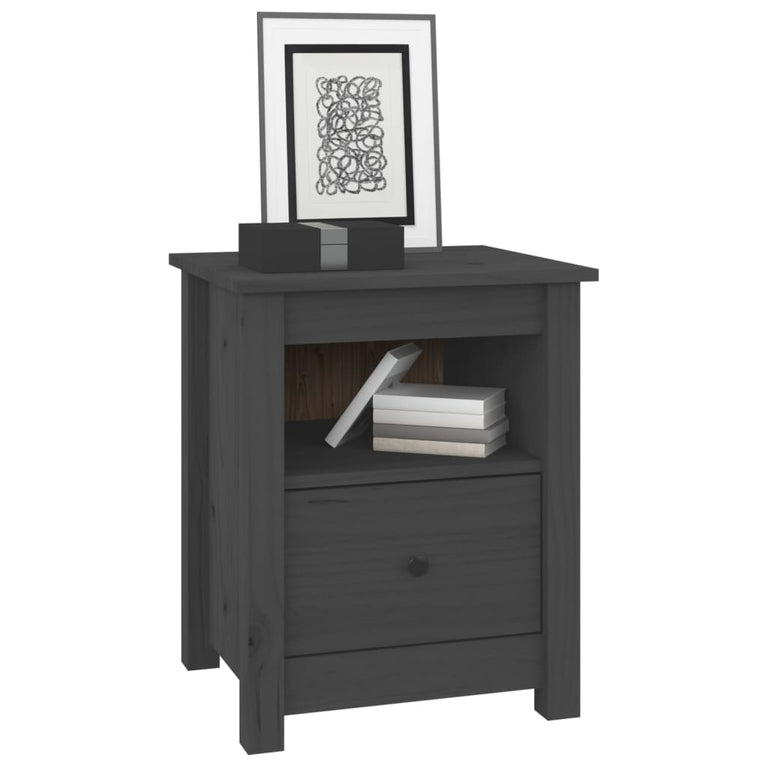 Nachtkastjes 2 st 40x35x49 cm massief grenenhout grijs MeubelReus