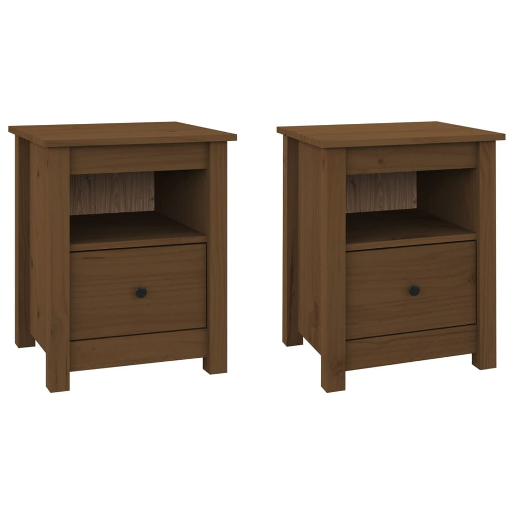 Nachtkastjes 2 st 40x35x49 cm massief grenenhout honingbruin MeubelReus