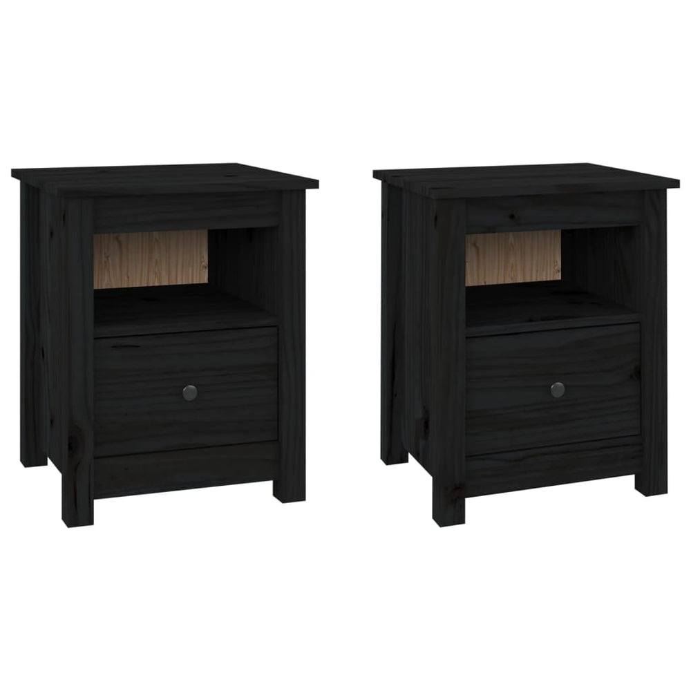 Nachtkastjes 2 st 40x35x49 cm massief grenenhout zwart MeubelReus