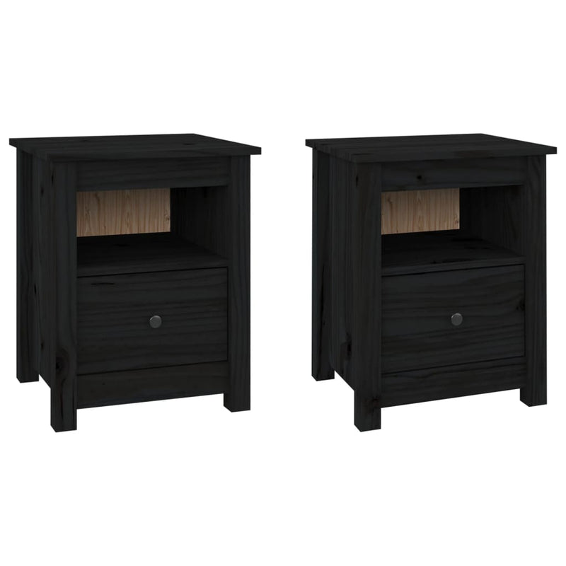 Nachtkastjes 2 st 40x35x49 cm massief grenenhout zwart MeubelReus