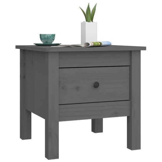 Bijzettafel 40x40x39 cm massief grenenhout grijs MeubelReus