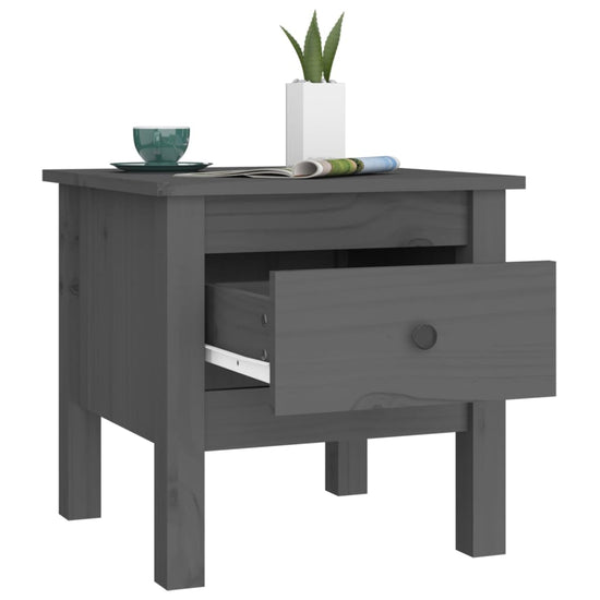 Bijzettafel 40x40x39 cm massief grenenhout grijs MeubelReus