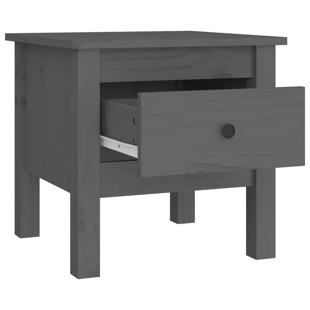 Bijzettafel 40x40x39 cm massief grenenhout grijs MeubelReus