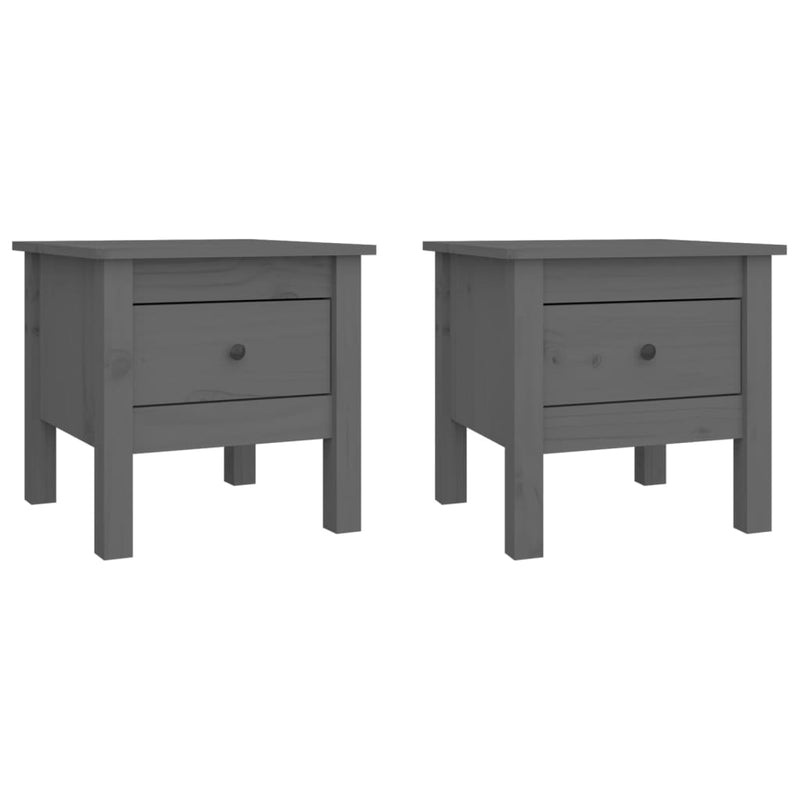 Bijzettafels 2 st 40x40x39 cm massief grenenhout grijs MeubelReus