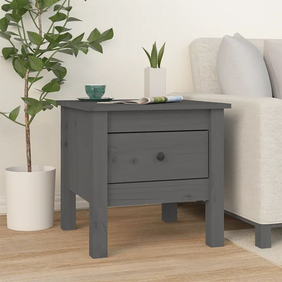 Bijzettafels 2 st 40x40x39 cm massief grenenhout grijs MeubelReus