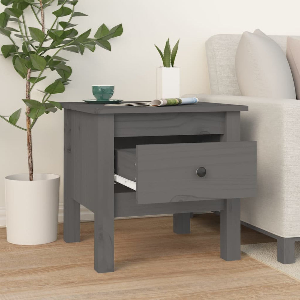 Bijzettafels 2 st 40x40x39 cm massief grenenhout grijs MeubelReus