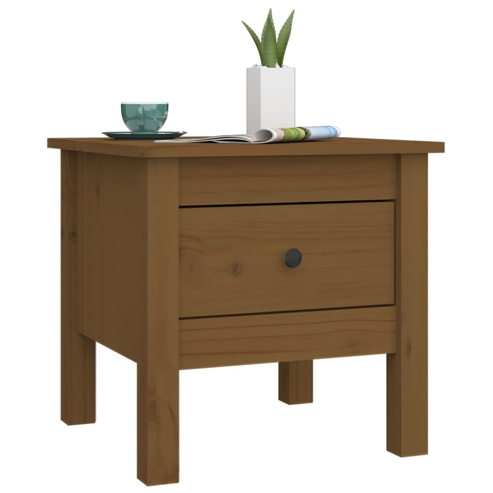 Bijzettafel 40x40x39 cm massief grenenhout honingbruin MeubelReus