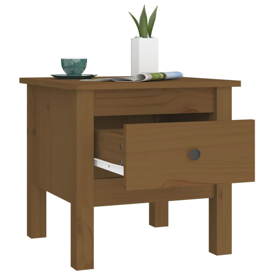 Bijzettafel 40x40x39 cm massief grenenhout honingbruin MeubelReus