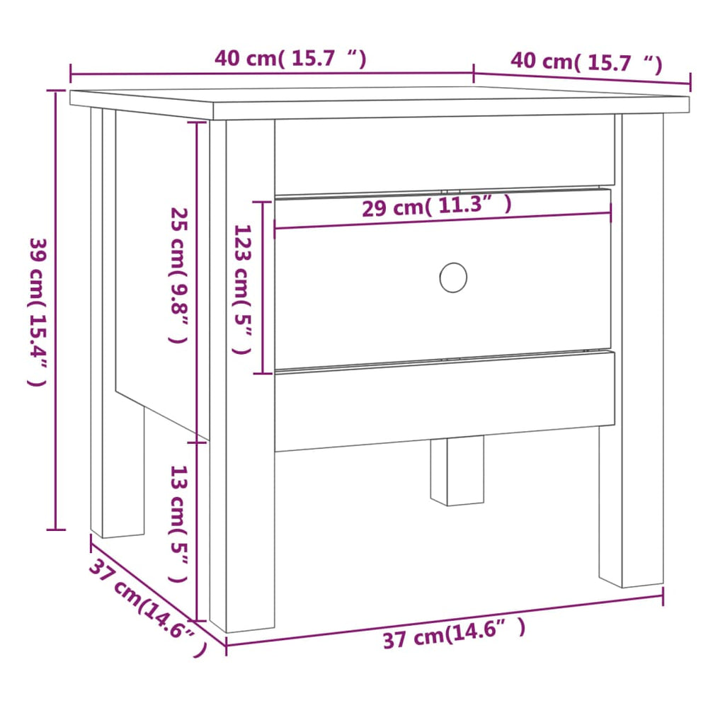 Bijzettafel 40x40x39 cm massief grenenhout honingbruin MeubelReus