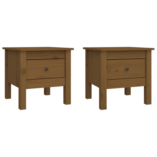 Bijzettafels 2 st 40x40x39 cm massief grenenhout honingbruin MeubelReus