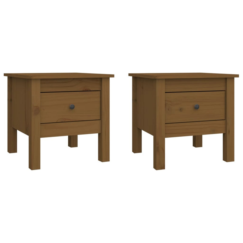 Bijzettafels 2 st 40x40x39 cm massief grenenhout honingbruin MeubelReus