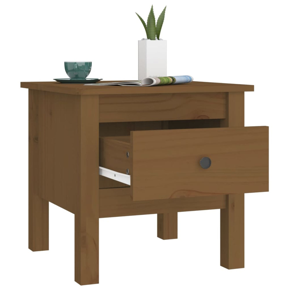 Bijzettafels 2 st 40x40x39 cm massief grenenhout honingbruin MeubelReus