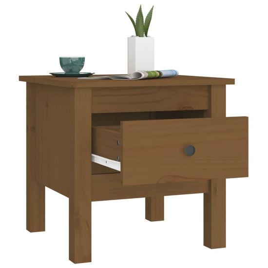 Bijzettafels 2 st 40x40x39 cm massief grenenhout honingbruin MeubelReus