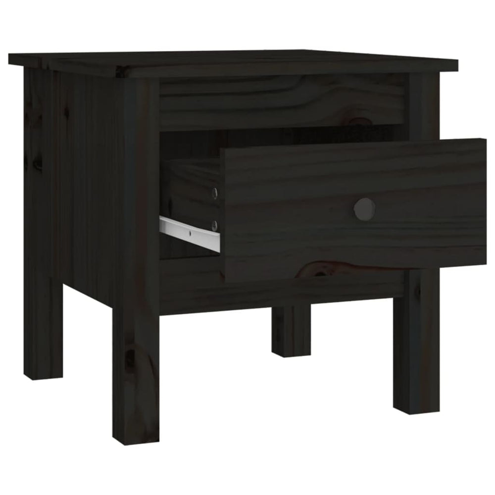Bijzettafel 40x40x39 cm massief grenenhout zwart MeubelReus