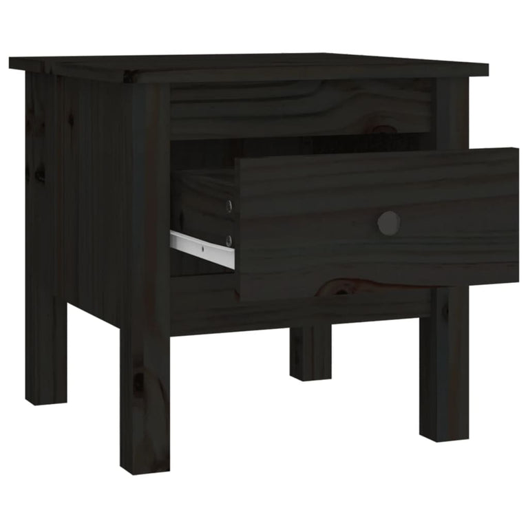 Bijzettafel 40x40x39 cm massief grenenhout zwart MeubelReus