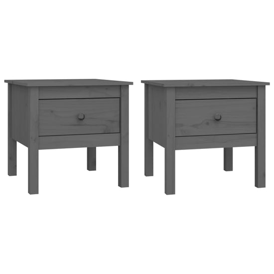 Bijzettafels 2 st 50x50x49 cm massief grenenhout grijs MeubelReus