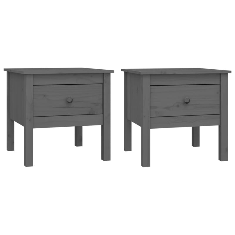 Bijzettafels 2 st 50x50x49 cm massief grenenhout grijs MeubelReus