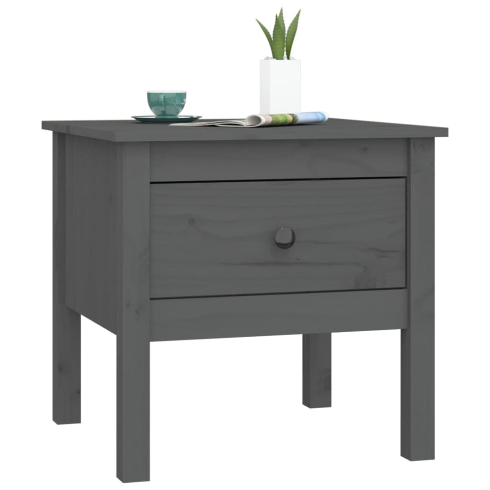 Bijzettafels 2 st 50x50x49 cm massief grenenhout grijs MeubelReus